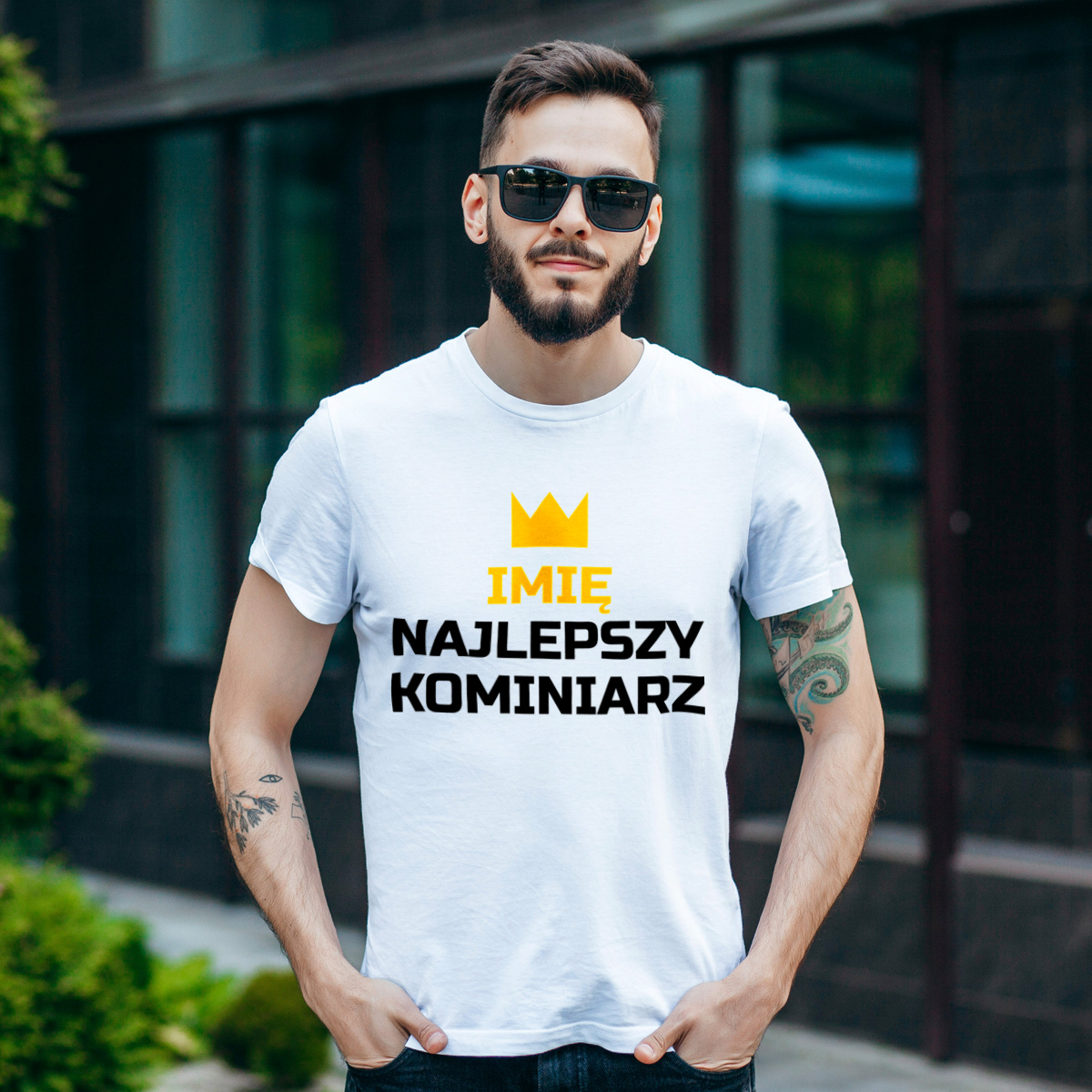 Twoje Imię Najlepszy Kominiarz - Męska Koszulka Biała