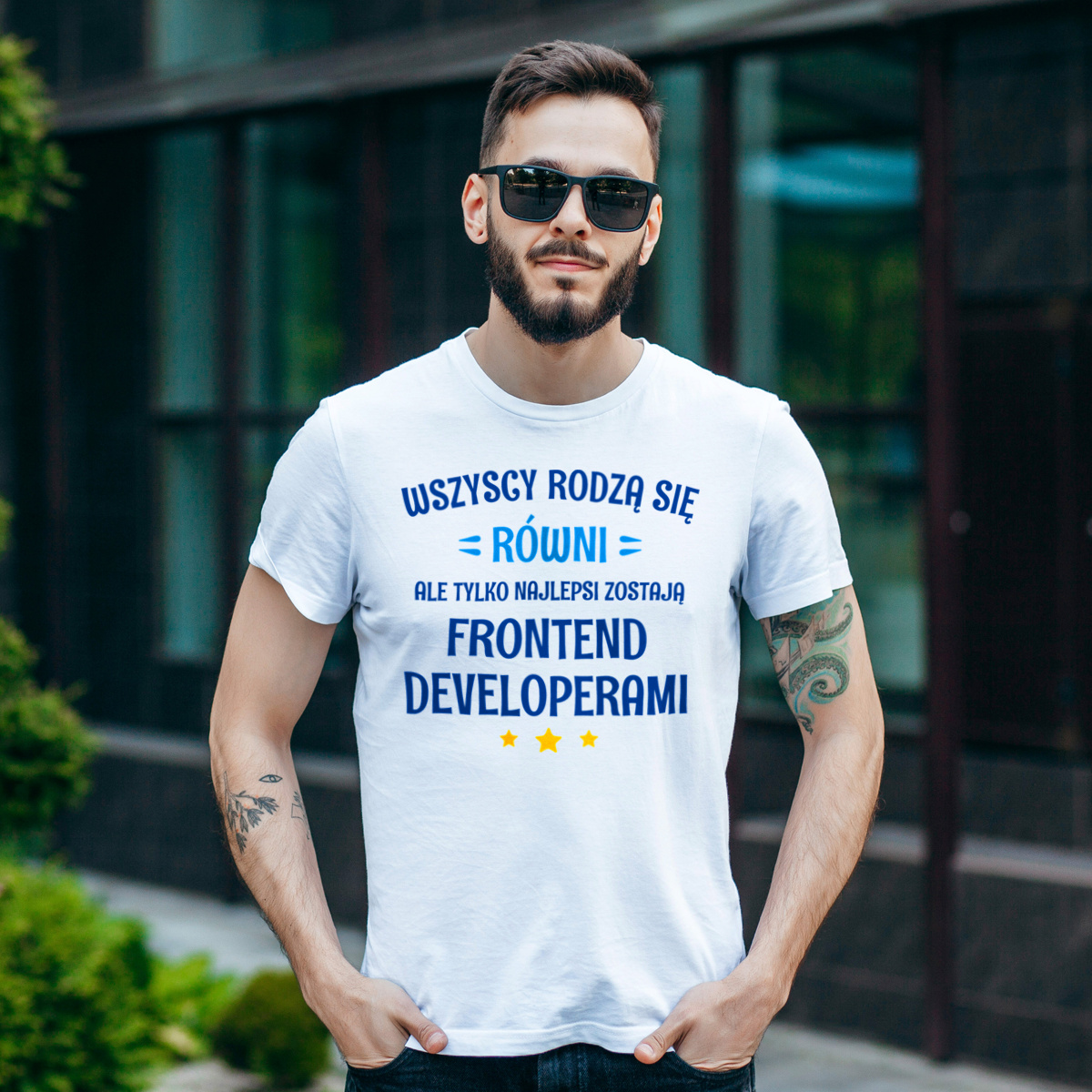 Tylko Najlepsi Zostają Frontend Developerami - Męska Koszulka Biała