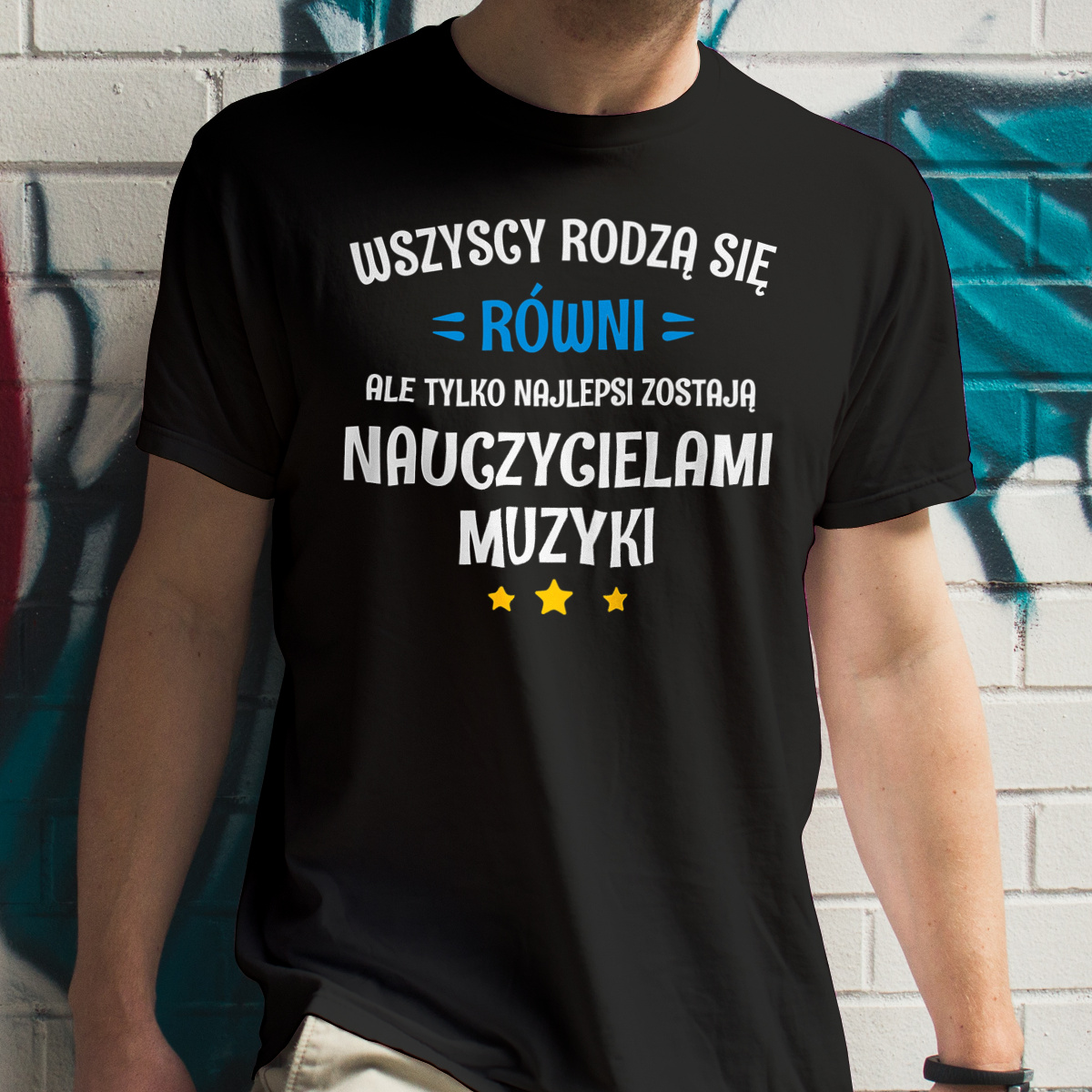 Tylko Najlepsi Zostają Nauczycielami Muzyki - Męska Koszulka Czarna