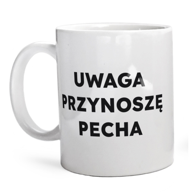 UWAGA PRZYNOSZĘ PECHA  - Kubek Biały