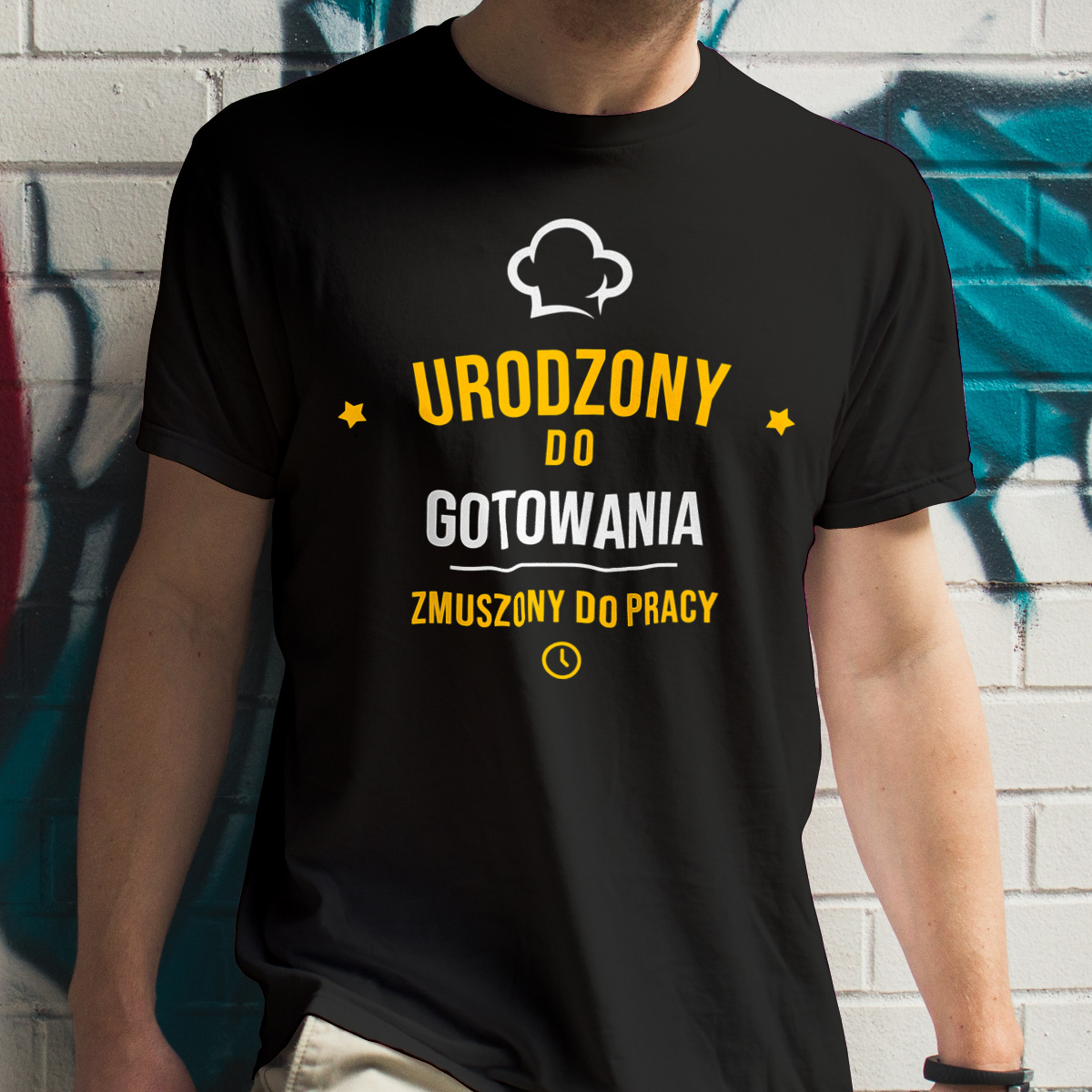 Urodzony Do Gotowania Zmuszony Do Pracy - Męska Koszulka Czarna