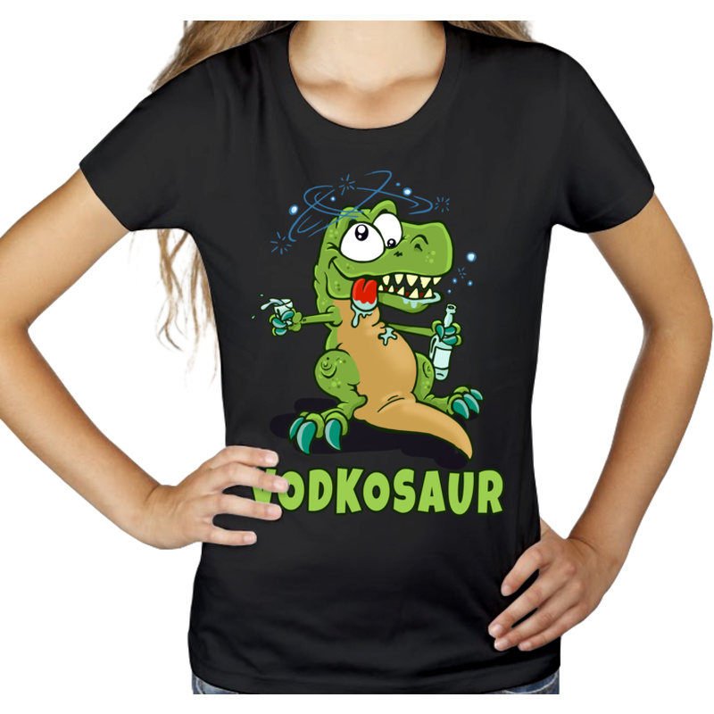 Vodkosaur Wódka Dinozaur - Damska Koszulka Czarna