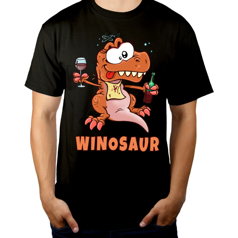 Winosaur Wino Dinozaur - Męska Koszulka Czarna