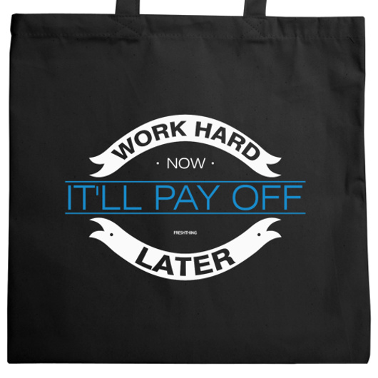 Work Hard Now - Torba Na Zakupy Czarna