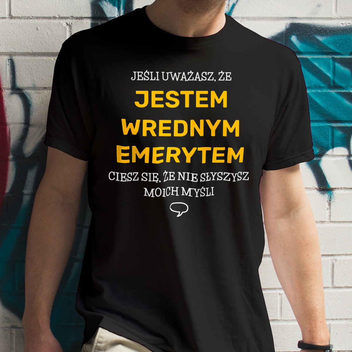 Wredny Emeryt - Męska Koszulka Czarna