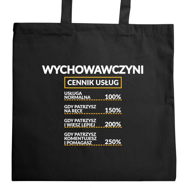 Wychowawczyni - Cennik Usług - Torba Na Zakupy Czarna