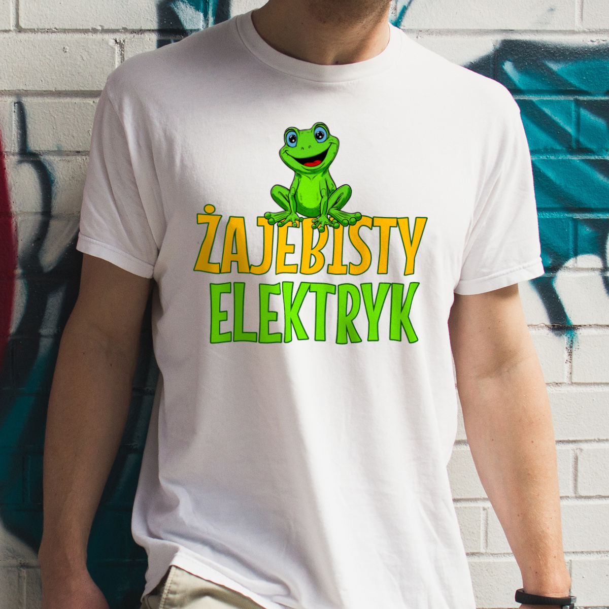 Żajebisty Elektryk - Męska Koszulka Biała