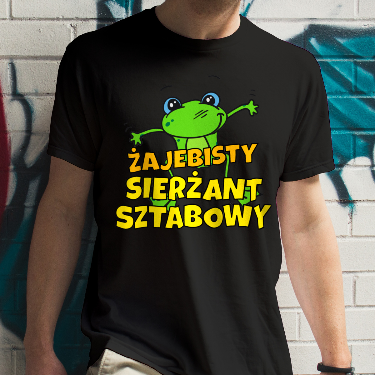 Żajebisty Sierżant Sztabowy - Męska Koszulka Czarna