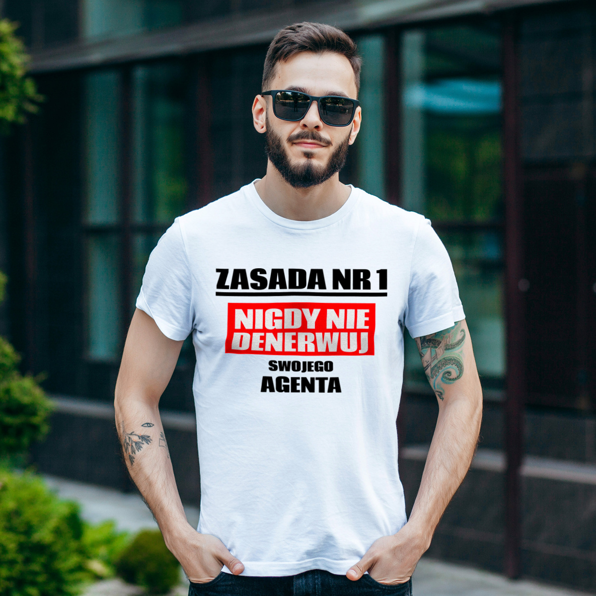 Zasada Nr 1 - Nigdy Nie Denerwuj Swojego Agenta Celnego - Męska Koszulka Biała