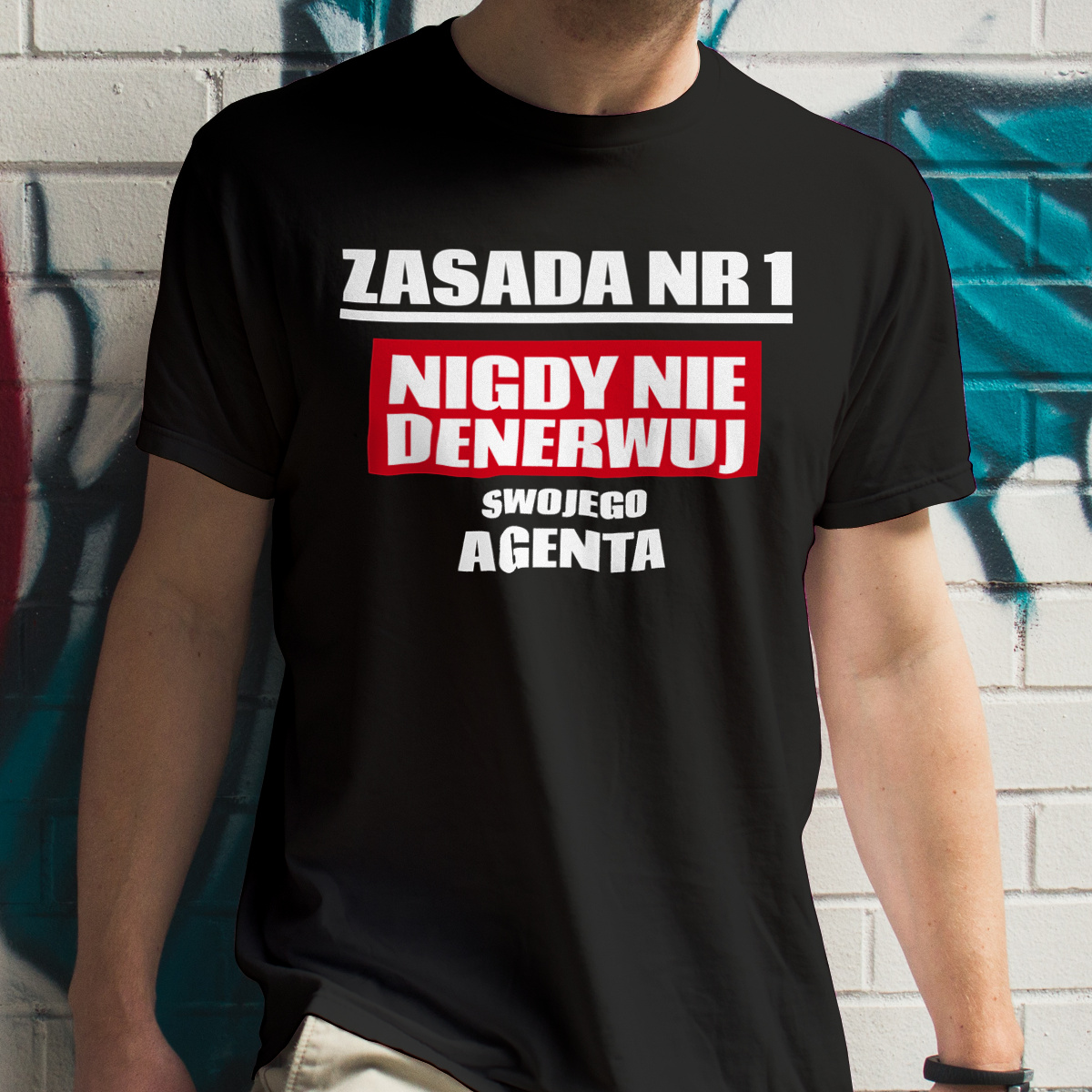 Zasada Nr 1 - Nigdy Nie Denerwuj Swojego Agenta Celnego - Męska Koszulka Czarna