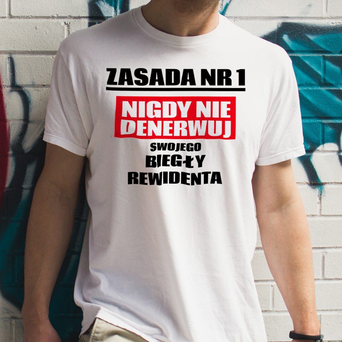 Zasada Nr 1 - Nigdy Nie Denerwuj Swojego Biegły Rewidenta - Męska Koszulka Biała