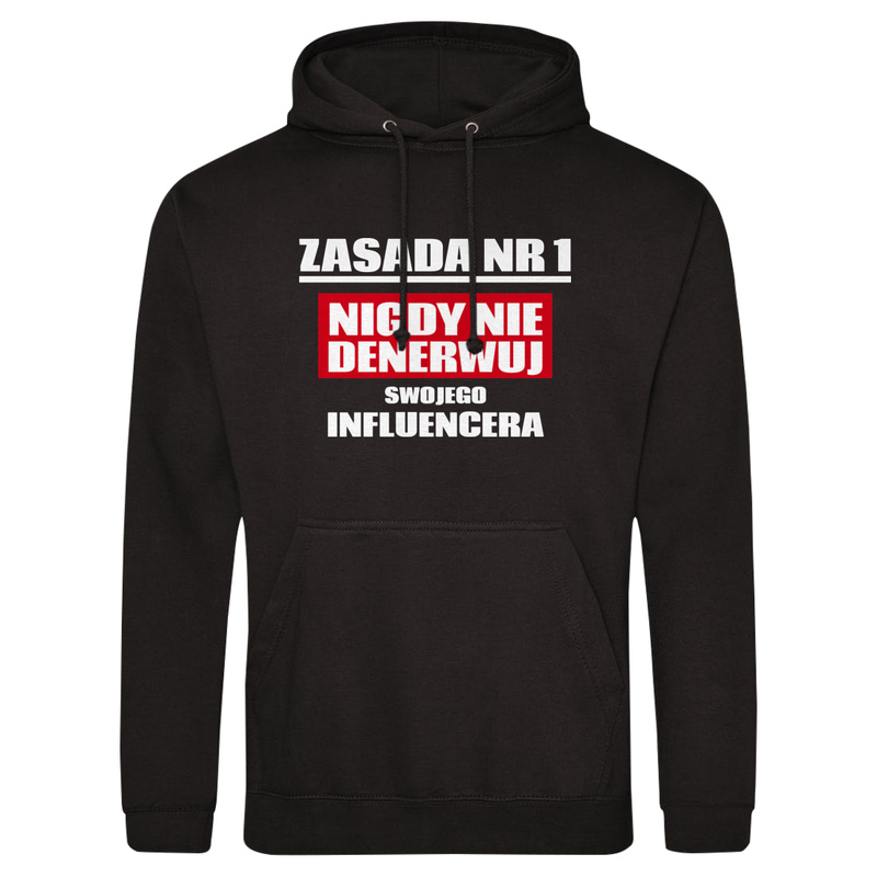 Zasada Nr 1 - Nigdy Nie Denerwuj Swojego Influencera - Męska Bluza z kapturem Czarna