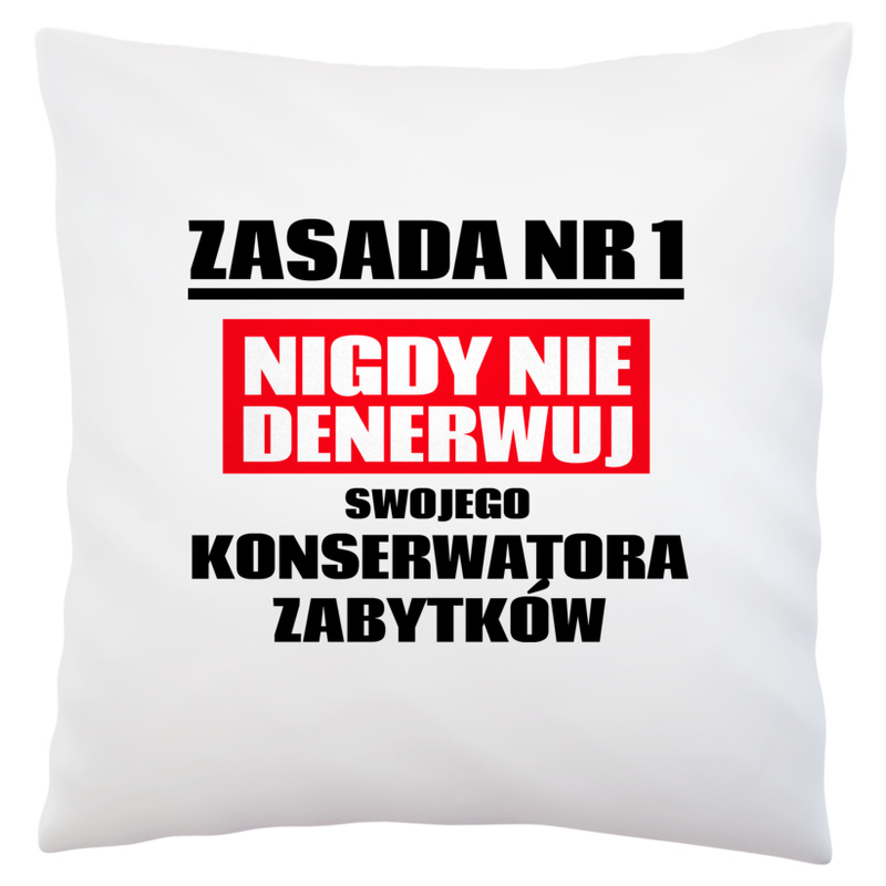 Zasada Nr 1 - Nigdy Nie Denerwuj Swojego Konserwatora Zabytków - Poduszka Biała