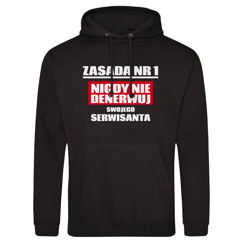 Zasada Nr 1 - Nigdy Nie Denerwuj Swojego Serwisanta - Męska Bluza z kapturem Czarna