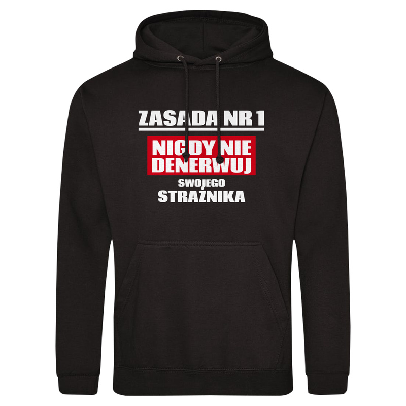 Zasada Nr 1 - Nigdy Nie Denerwuj Swojego Strażnika - Męska Bluza z kapturem Czarna