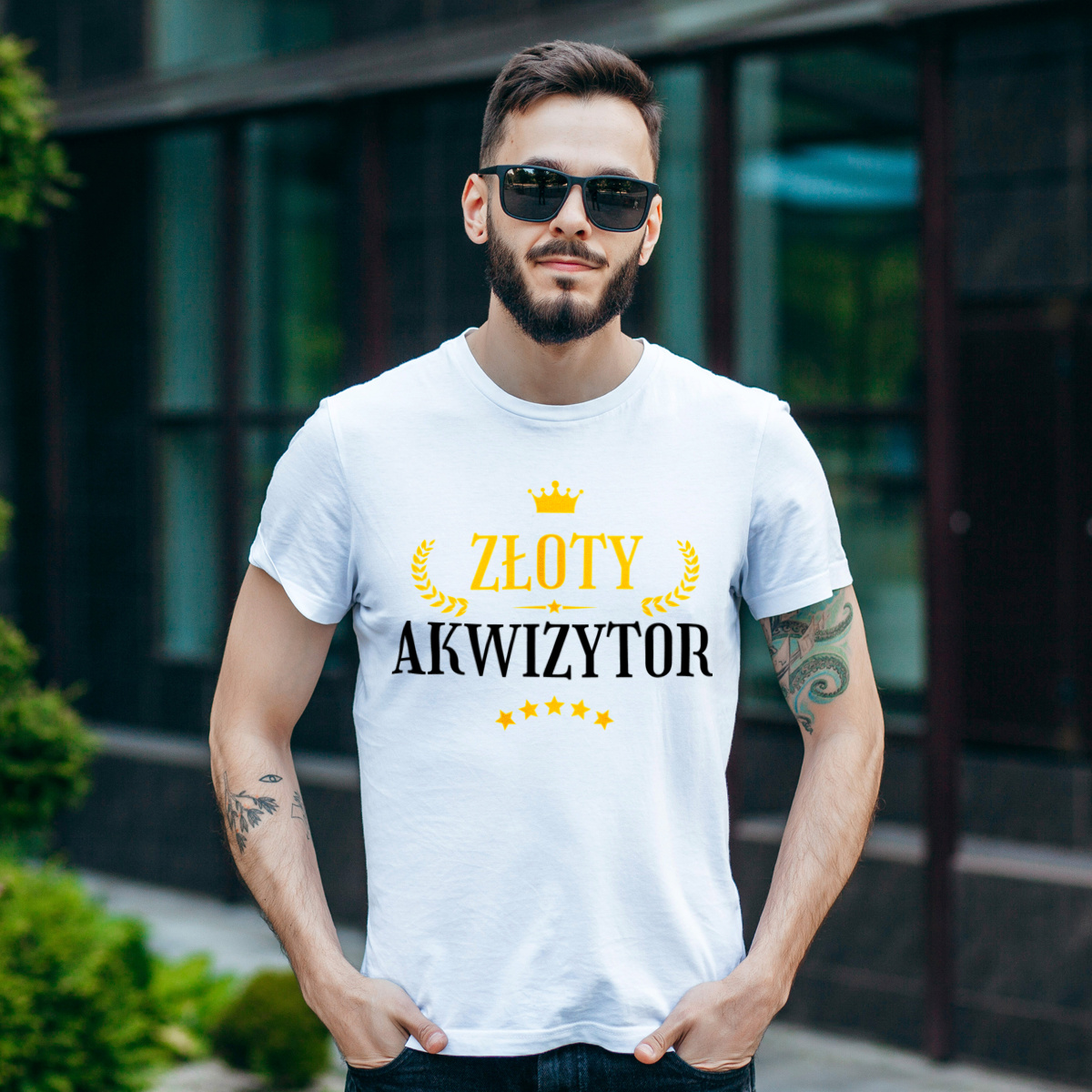 Złoty Akwizytor - Męska Koszulka Biała