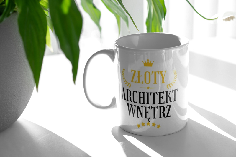 Złoty Architekt Wnętrz - Kubek Biały