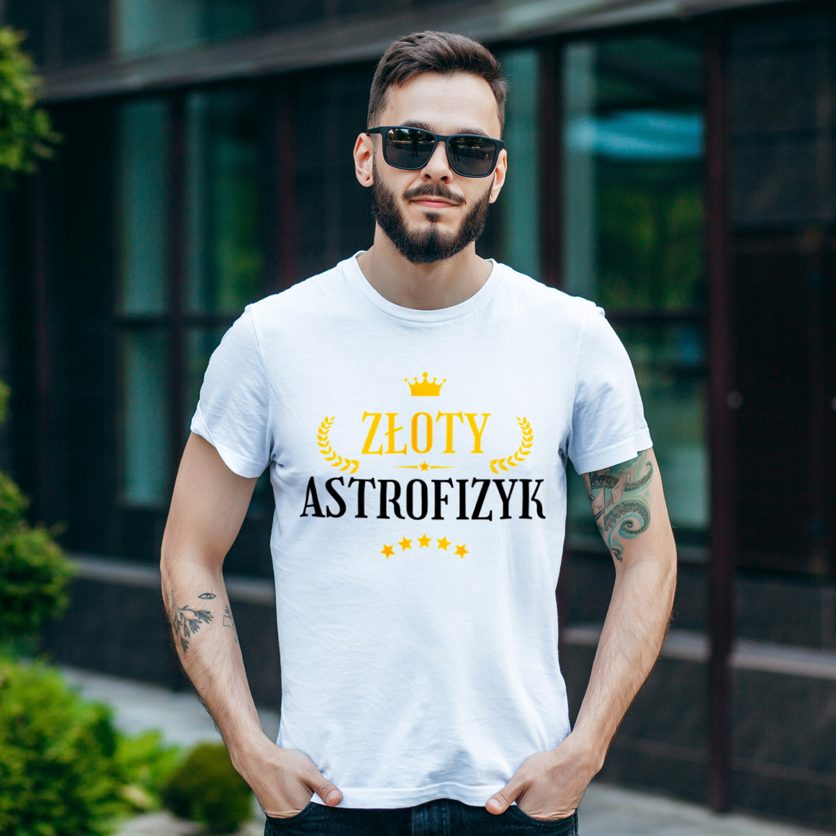 Złoty Astrofizyk - Męska Koszulka Biała