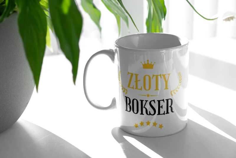 Złoty Bokser - Kubek Biały