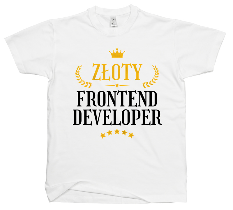 Złoty Frontend Developer - Męska Koszulka Biała