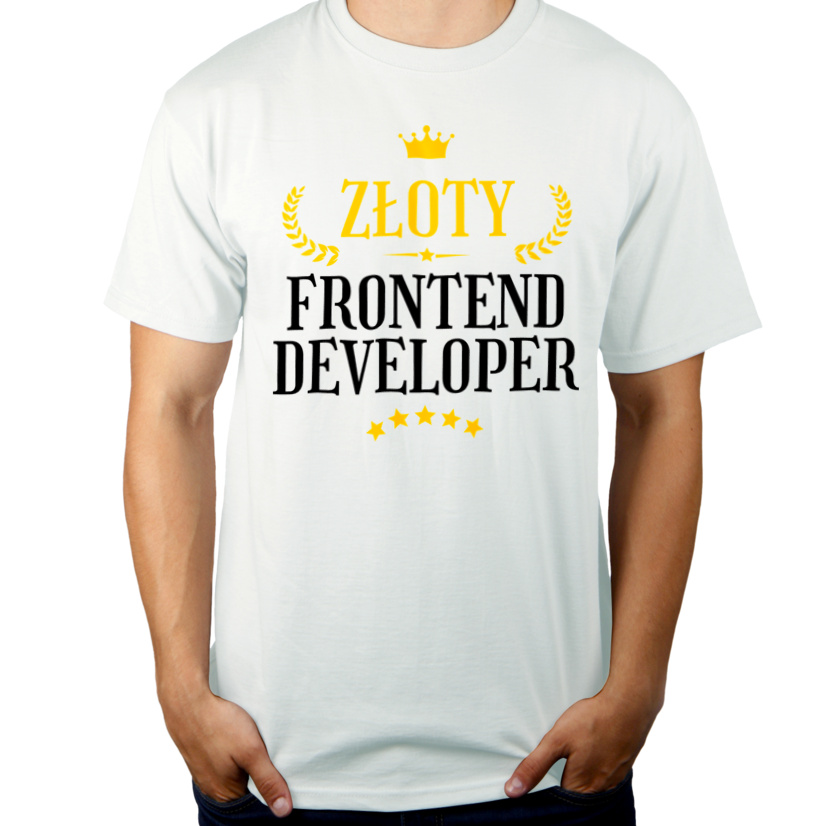 Złoty Frontend Developer - Męska Koszulka Biała