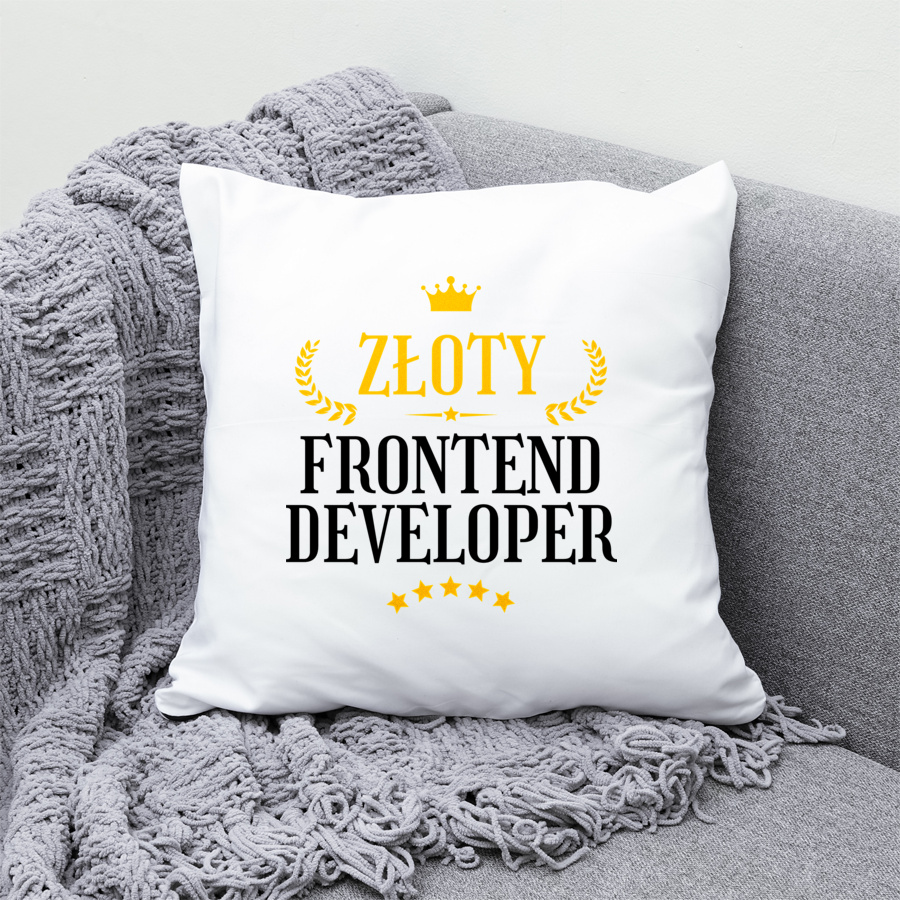 Złoty Frontend Developer - Poduszka Biała