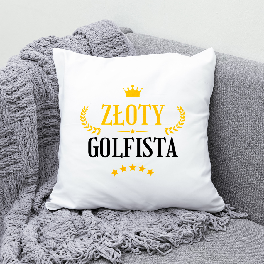 Złoty Golfista - Poduszka Biała