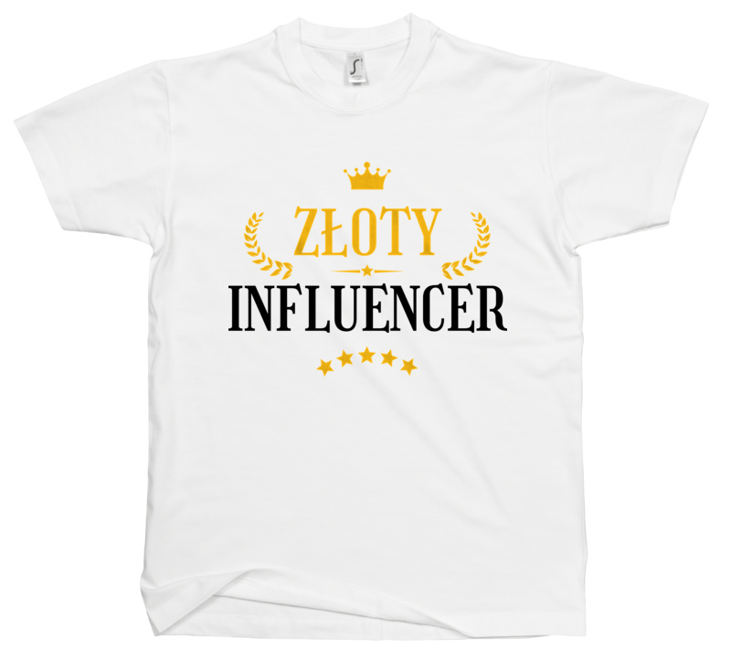 Złoty Influencer - Męska Koszulka Biała