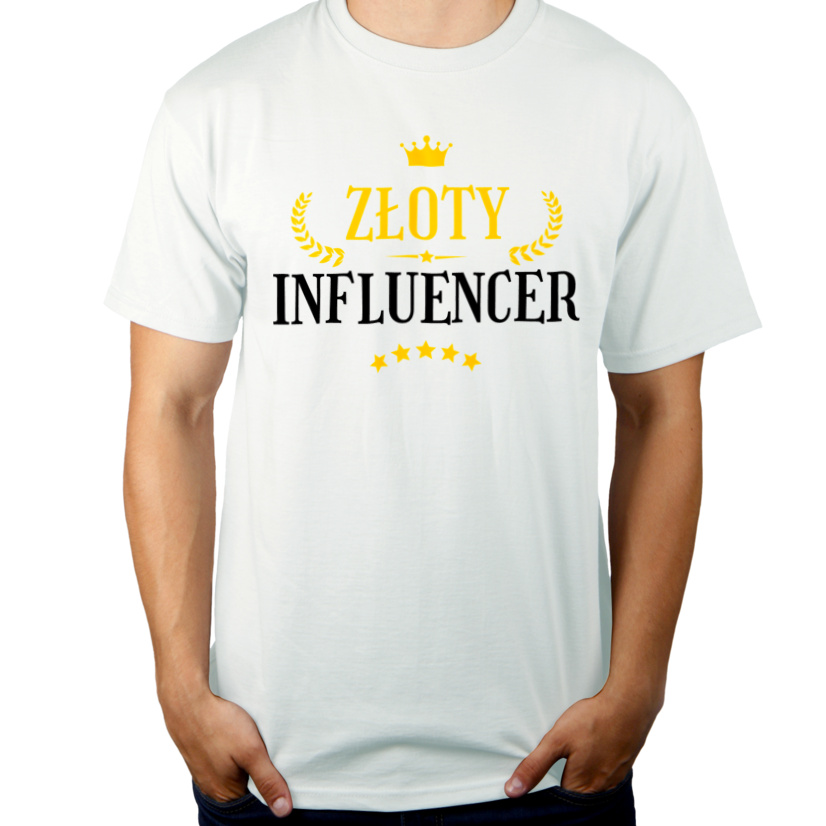 Złoty Influencer - Męska Koszulka Biała