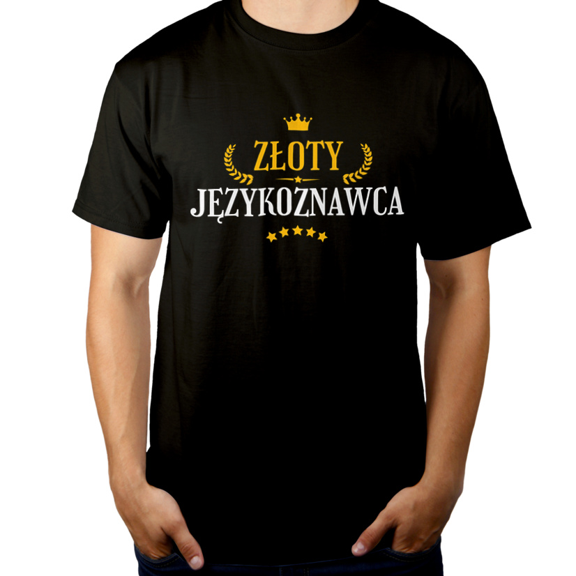 Złoty Językoznawca - Męska Koszulka Czarna