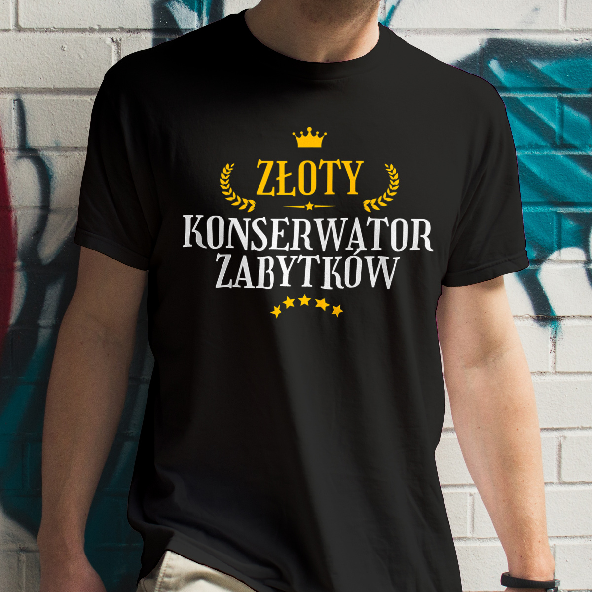 Złoty Konserwator Zabytków - Męska Koszulka Czarna