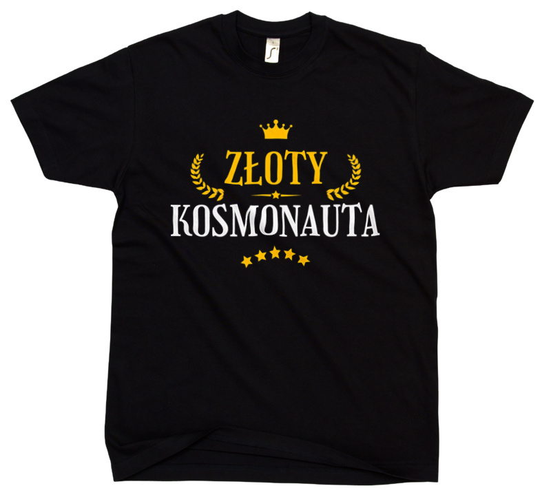 Złoty Kosmonauta - Męska Koszulka Czarna