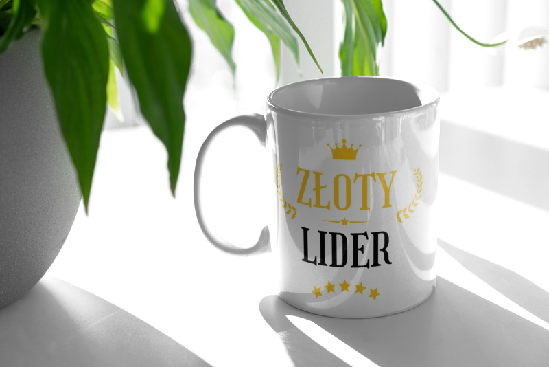 Złoty Lider - Kubek Biały