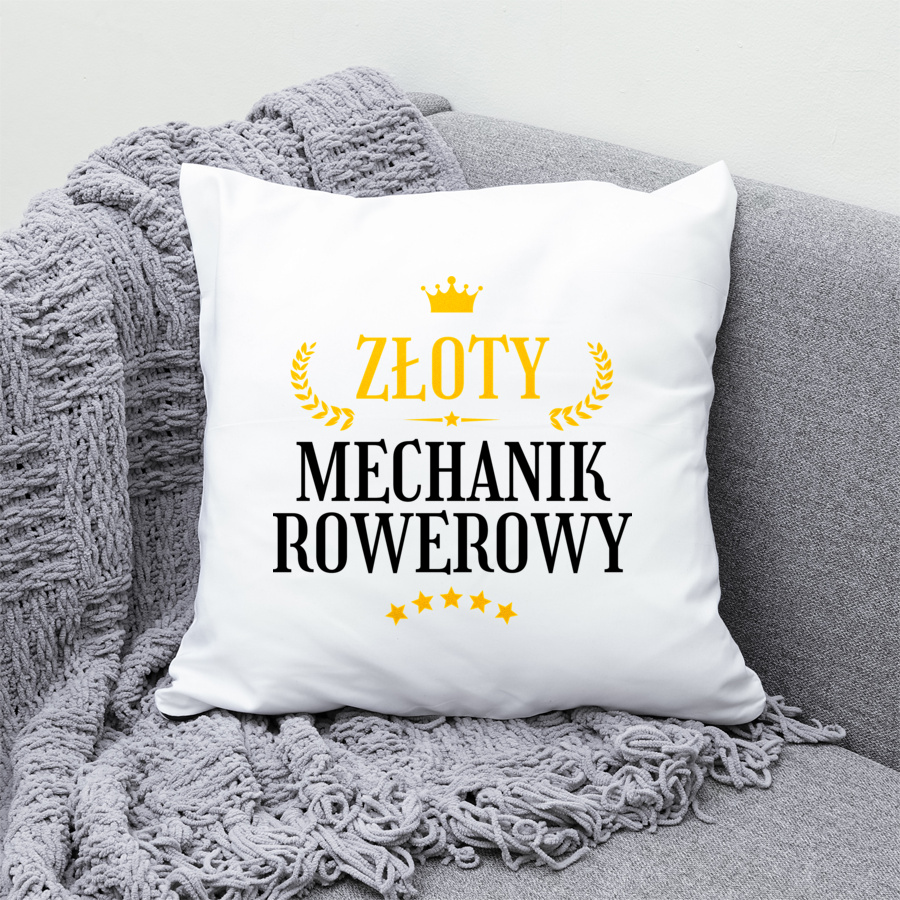 Złoty Mechanik Rowerowy - Poduszka Biała