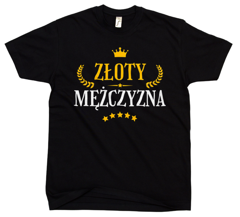 Złoty Mężczyzna - Męska Koszulka Czarna