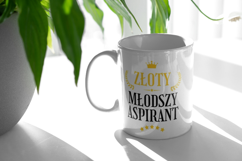 Złoty Młodszy Aspirant - Kubek Biały