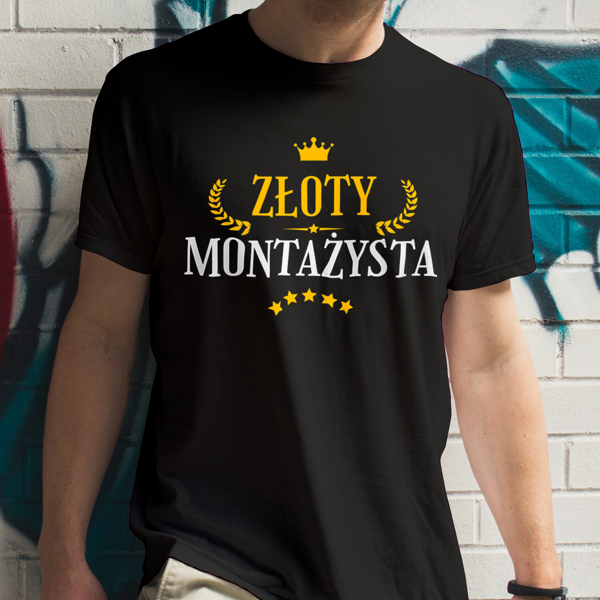 Złoty Montażysta - Męska Koszulka Czarna