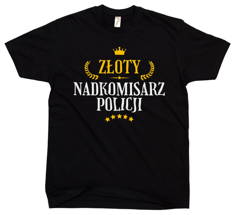 Złoty Nadkomisarz Policji - Męska Koszulka Czarna