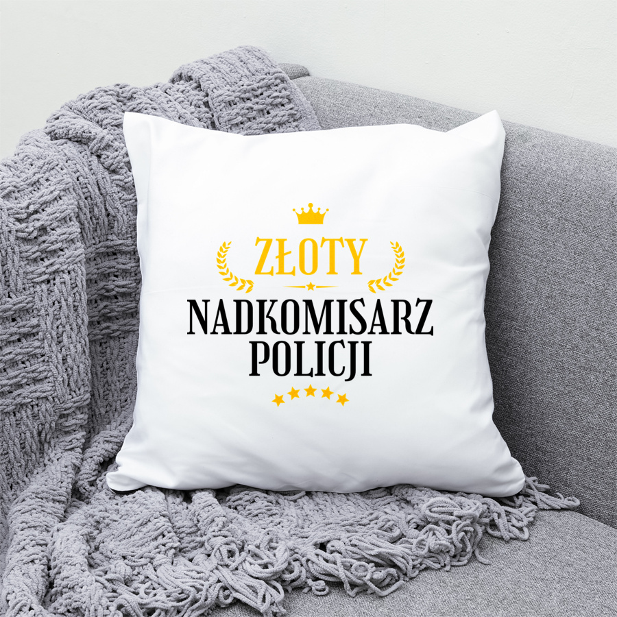 Złoty Nadkomisarz Policji - Poduszka Biała