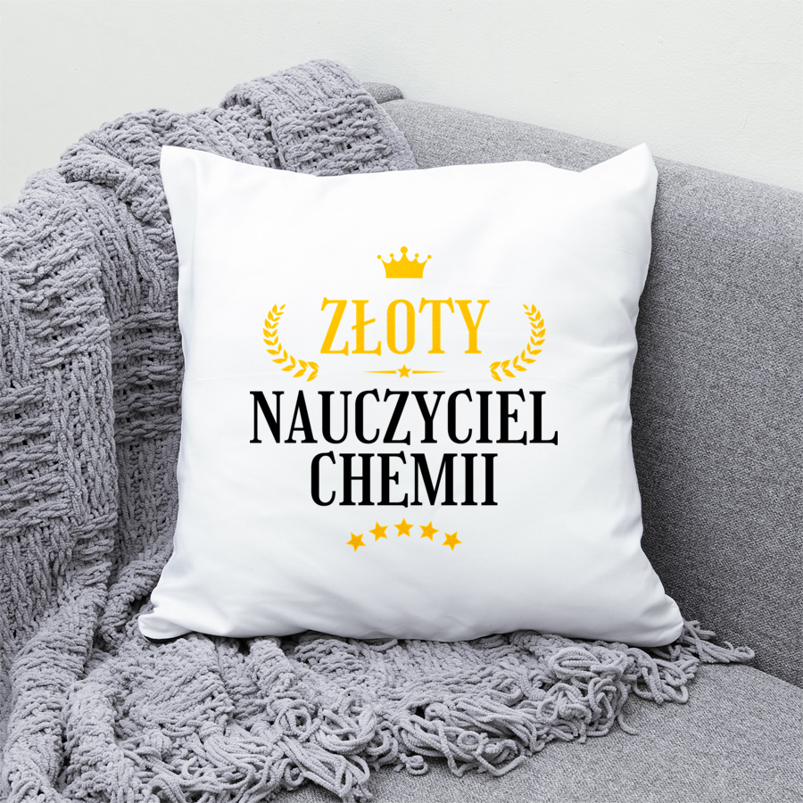 Złoty Nauczyciel Chemii - Poduszka Biała