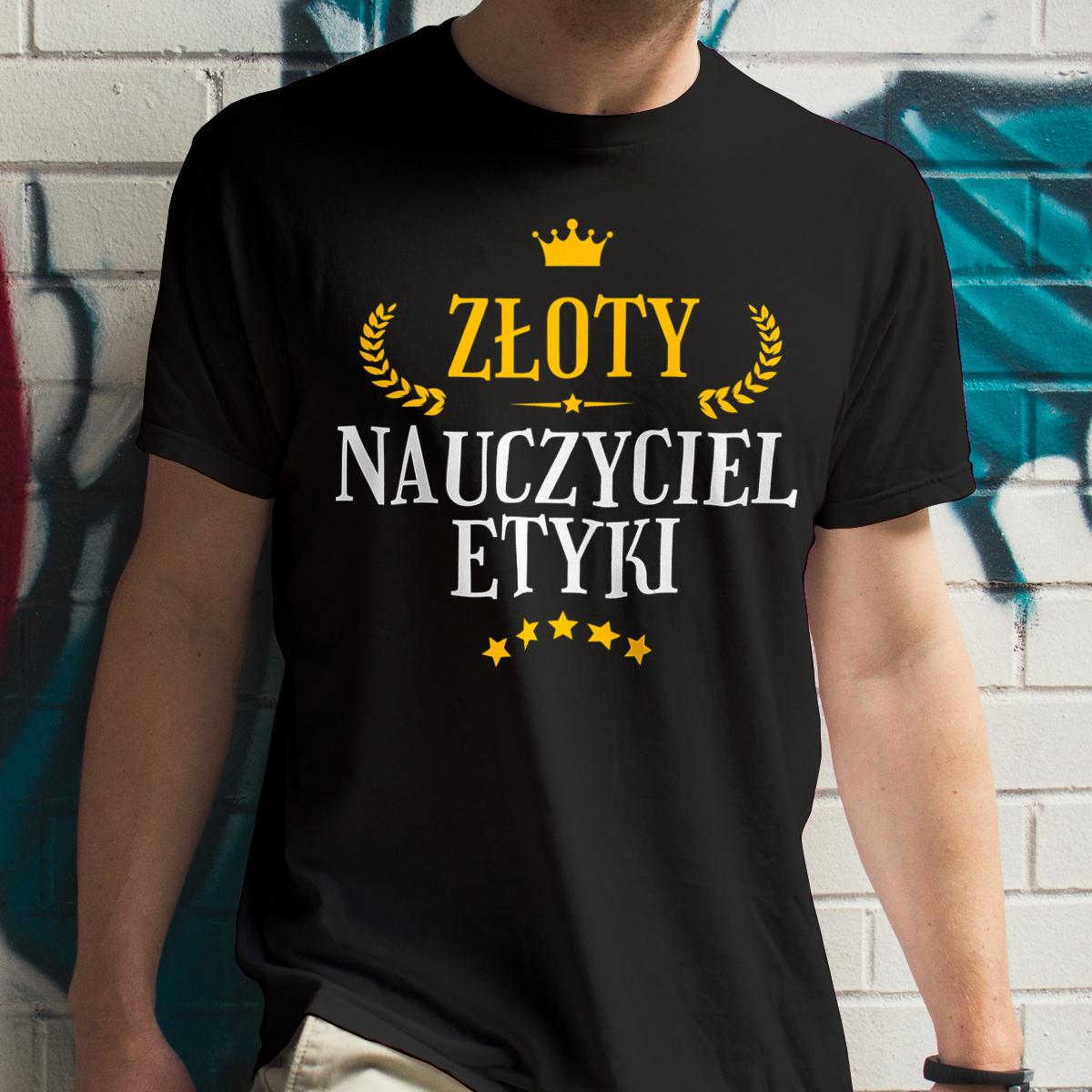 Złoty Nauczyciel Etyki - Męska Koszulka Czarna