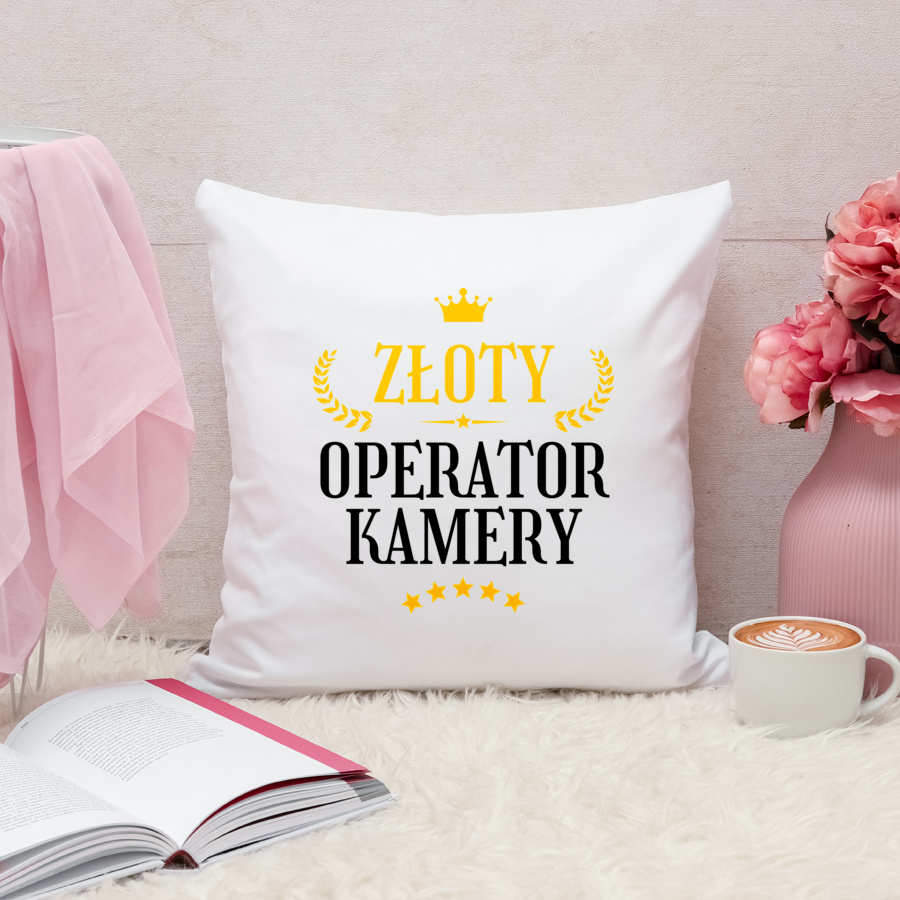 Złoty Operator Kamery - Poduszka Biała