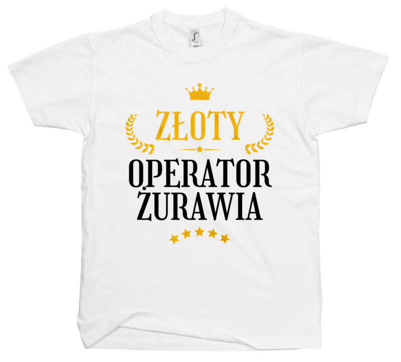 Złoty Operator Żurawia - Męska Koszulka Biała