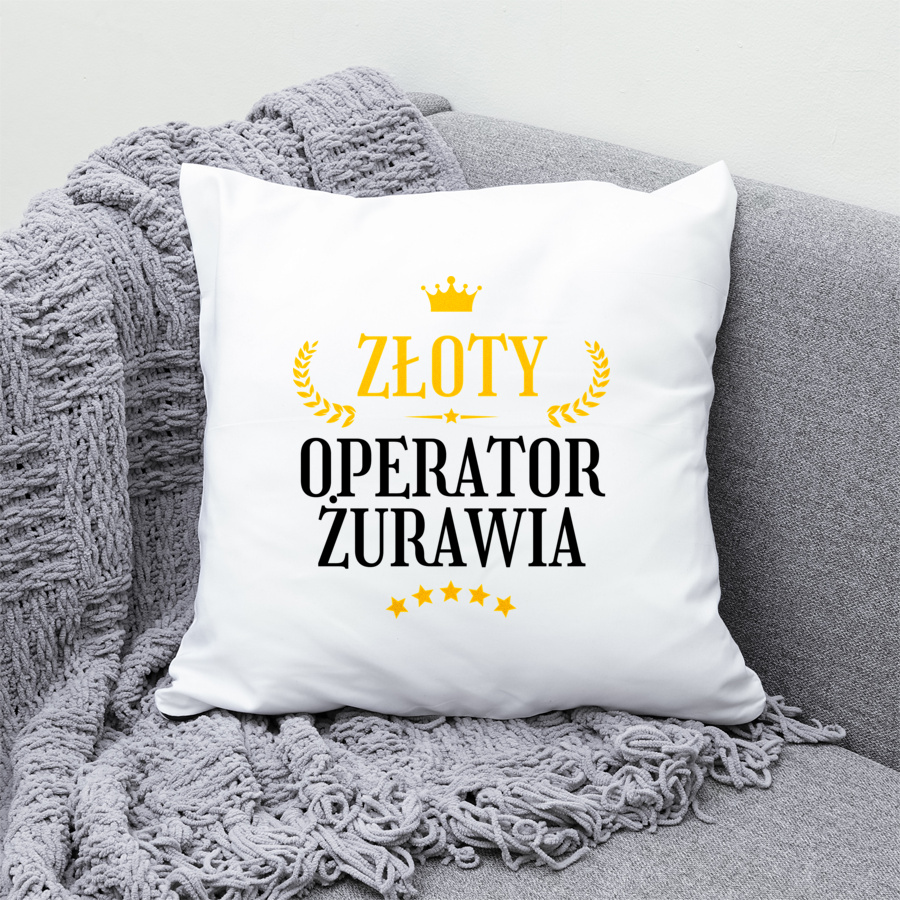 Złoty Operator Żurawia - Poduszka Biała