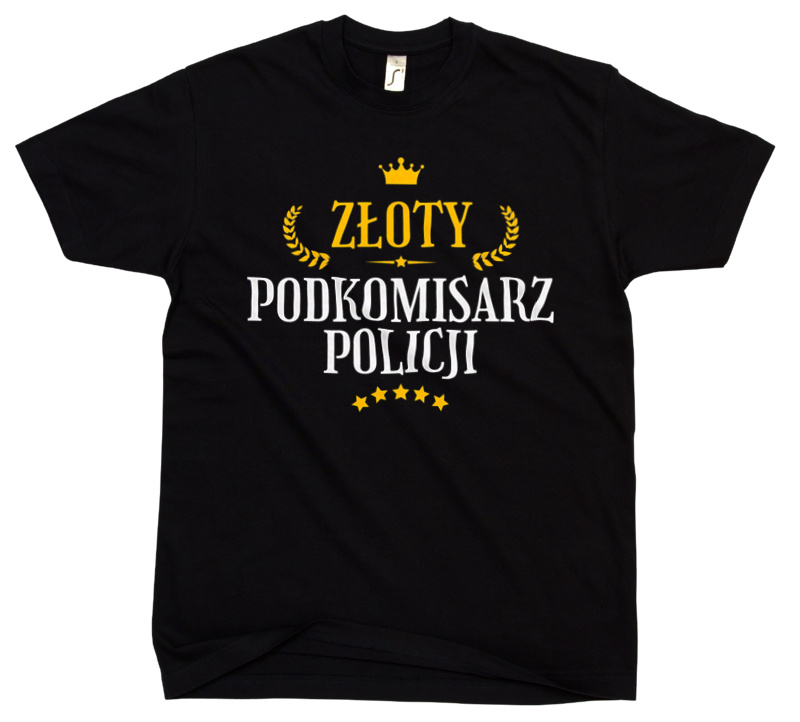 Złoty Podkomisarz Policji - Męska Koszulka Czarna