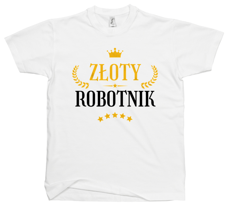 Złoty Robotnik - Męska Koszulka Biała