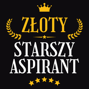 Złoty Starszy Aspirant - Męska Koszulka Czarna