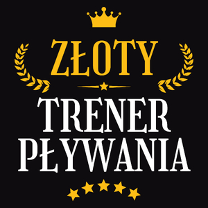 Złoty Trener Pływania - Męska Koszulka Czarna