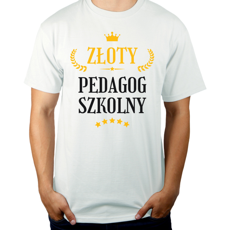 Złoty pedagog szkolny - Męska Koszulka Biała