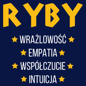 Znak Zodiaku - Ryby - Męska Koszulka Ciemnogranatowa